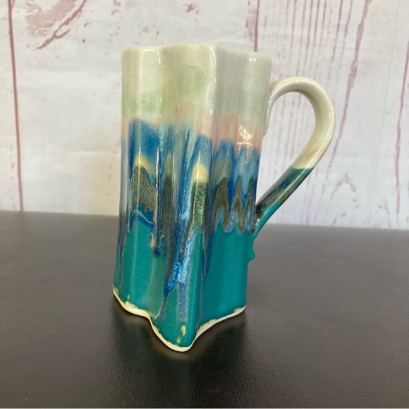 Texas State Shaped Coffee Cup Mug Drip Glaze Pottery 4.5" Vintage 6oz Wilder ‘96 - Picture 9 of 11